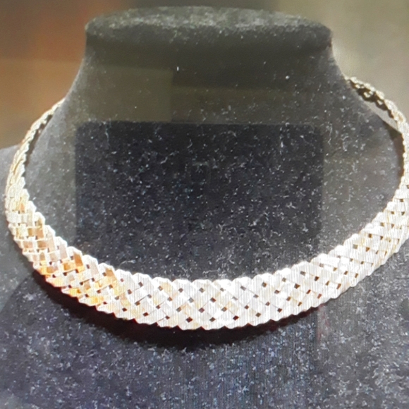 GABRIEL OFIESH STERLING & 18KT SOLID YG BASKET WEAVE PIERCED EARRINGS - Picture 8 of 8